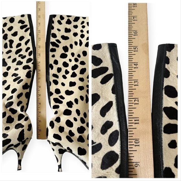 Vintage Rare Herbert Levine Dalmatian‎ print Cow Fur with Black Leather boots - Picture 12 of 15